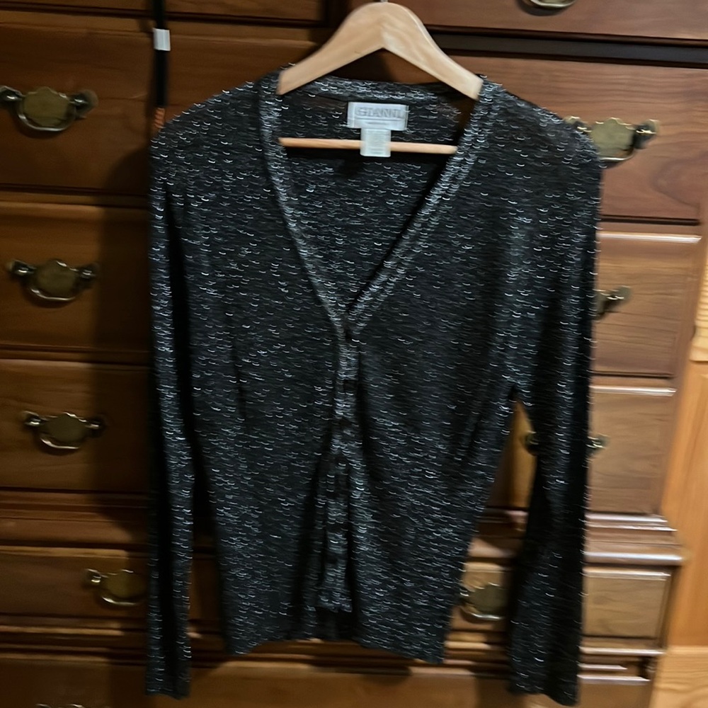 Gianni Sparkly Black and Silver Elegant Cardigan; Medium; Perfect Condition